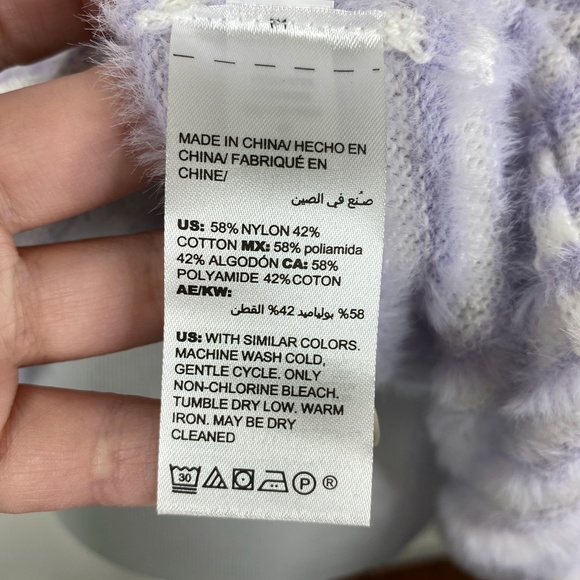 Chico's Zenergy Striped Fuzzy Mock Neck Sweater Sz. 1 (M) Purple - Picture 11 of 12
